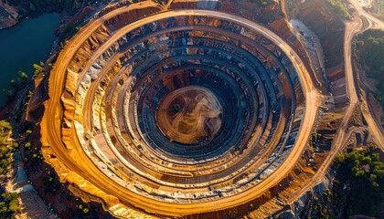 An aerial view of construction site in the middle city with large.