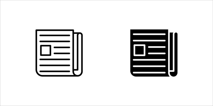 Newspaper icon outline, vector illustration on white background