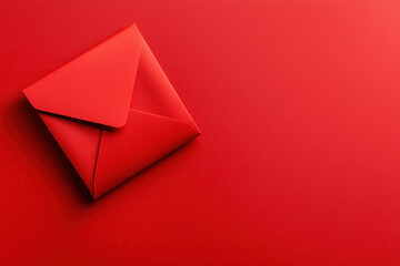 Red envelope red background paper envelope minimal design simple composition festive mood copy space holiday concept red envelope red background