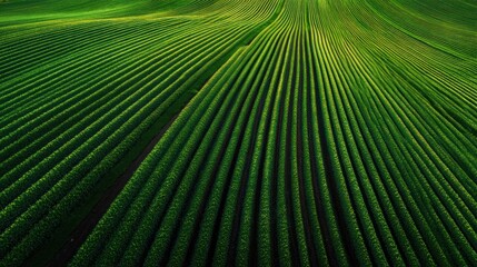 Obraz premium Green rows agricultural field