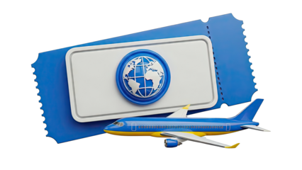 Airplane Ticket with Globe Icon
