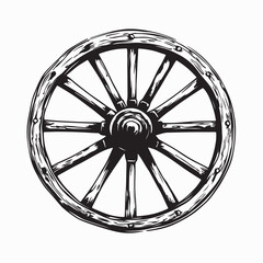Old Rustic Wagon Wheel Image Vector Isolated on White Background