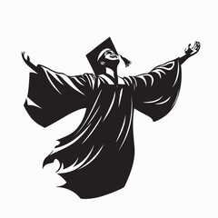 Happy Students Celebrating Graduation Design Logo Vector.