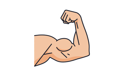 Strong Man's Flexing Bicep Arm on Isolated White Background