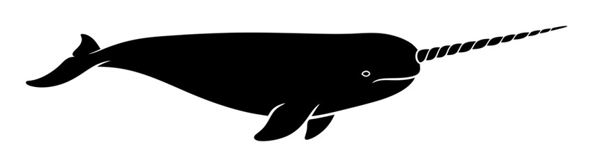 Narwhal Silhouette - Minimalist Vector Illustration © Tharindu