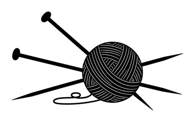 Knitting Needles & Yarn - Minimalist Vector