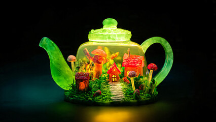 Traditional ceramic teapot and porcelain cup with hot lemon tea isolated on white background as a classic beverage kitchen object