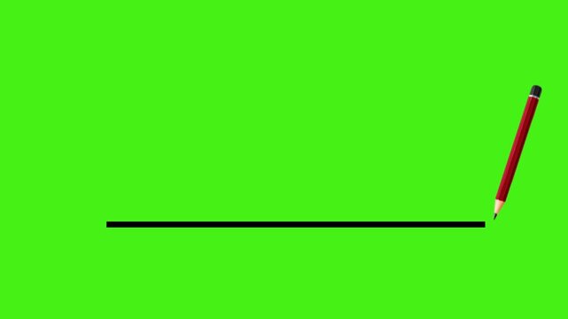 Pencil drawing straight line animation on chroma key green screen.