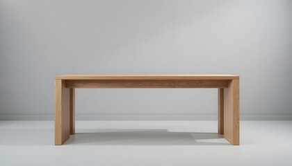 Simple wooden bench in modern minimalist interior setting