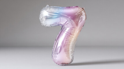 Pastel gradient number 7 balloon against gray background
