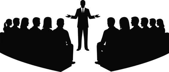 Business Speaker Presentation Silhouette Vector Icon Meeting and Training Concept