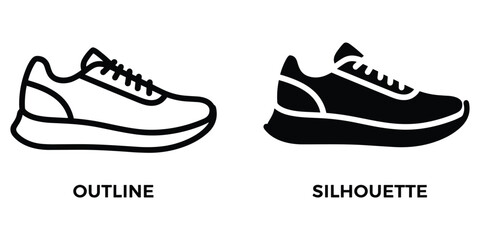 Outline and Silhouette of a Modern Athletic Sneaker shoe athletic shoe