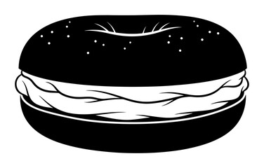 Bagel with Cream Cheese - Minimalist Vector Illustration