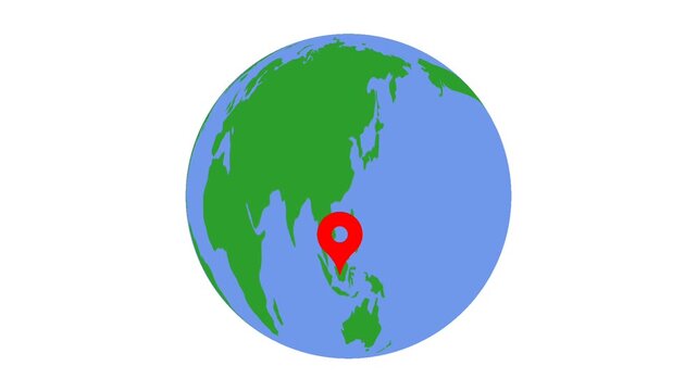 simple animation of the location of the country of Indonesia