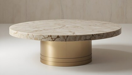 Elegant marble coffee table with gold base in modern living room