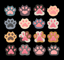 various cat paw footprints