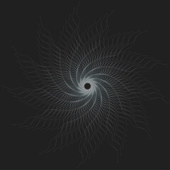 Abstract Gray Spiral Wave Vortex on Dark Background