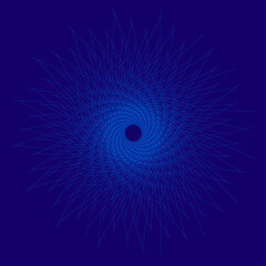 Blue Geometric Spiral Vortex on Deep Abstract Background