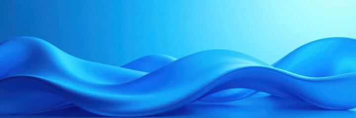 Fluid blue gradient waves, flat vector banner, abstract, digital, flat