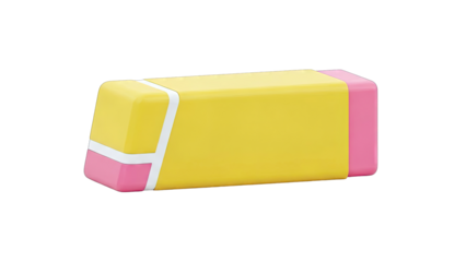 Yellow and pink eraser with white stripe