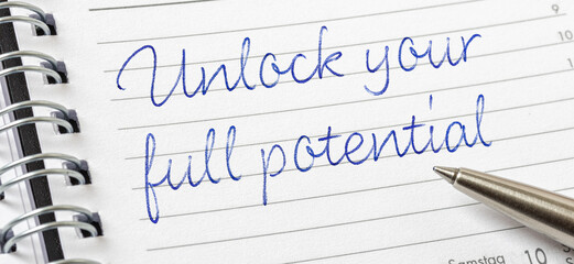  Unlock your full potential written on a calendar page