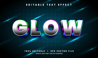 glow 3d vector text effect with modern style
