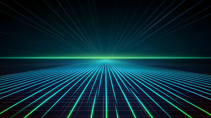 Futuristic digital landscape with glowing lines and grid pattern, evoking sense of depth
