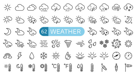 Weather Essentials Icon Set Outline Style