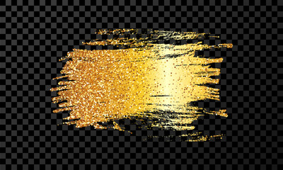 Gold brush stroke on white background