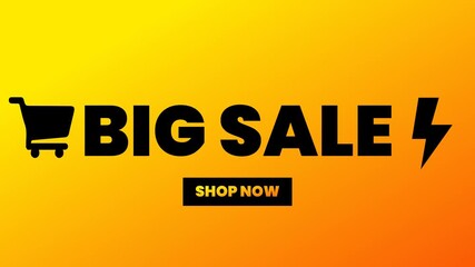 Big Sale Promotional Banner with Shopping Cart and Lightning Bolt - Powered by Adobe