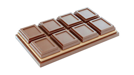 Stacked Chocolate Bar with Square Segments on White Background