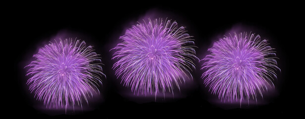 Purple colour embossing fireworks in the night sky 