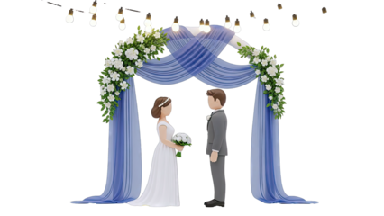 Wedding Ceremony Arch with Bride and Groom