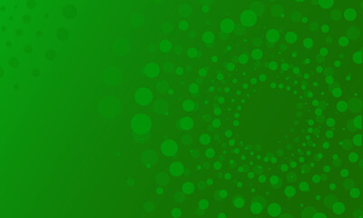 Spiral background with green circular dots, abstract radial motion depth pattern design