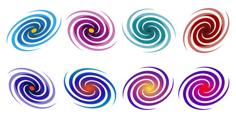 Spiral galaxy with multicolor glowing arms, cosmic abstract space artwork