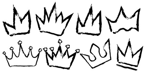 Handdrawn crown illustrations with sketch style, abstract royal symbol artwork collection