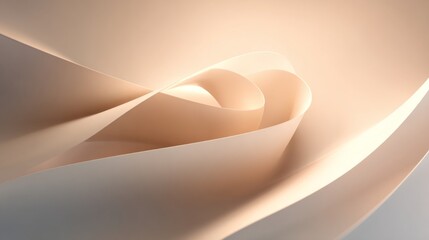 Soft Curved Lines of Light Beige Paper Flowing Elegantly in a Minimalistic Composition with Subtle Shadows for Design Backgrounds and Textures