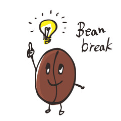 Hand Drawn Coffee Bean Character Vector Illustration &ndash; Getting an Idea