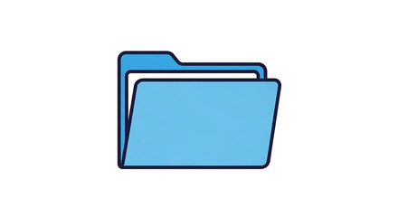 A simple light blue folder icon with a dark blue outline on a plain white background image view ai generated