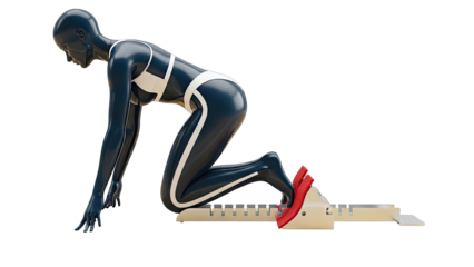 Runner in starting blocks