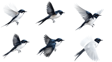 Swallows in Flight on Transparent Background