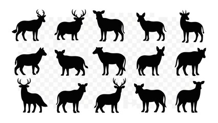 Collection of Wild Animal Silhouettes Vector Set