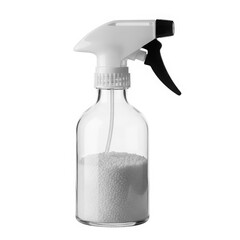 Cleaning spray bottle with white liquid