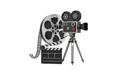 Vintage Film Camera, Reel, and Clapperboard
