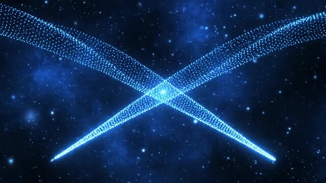 Abstract cosmic nebula streamer particle motion blue background