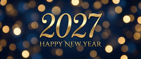 Happy New Year 2027 bokeh background.