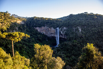 Cable car cabin overlooking Caracol Waterfall in Canela Brazil