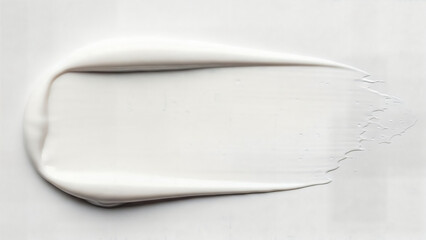 Smooth White Cosmetic Cream Smear Swatch on White Background