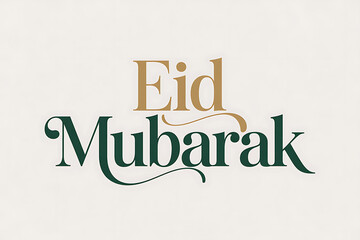 Eid Mubarak festive Islamic greeting with elegant gold and green text