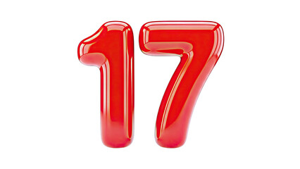 Shiny Red Number 17 Balloon